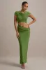 Pia | Green Short-Sleeve Maxi Dress With Cut-Out sold by Club L London