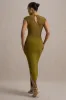 Asia | Green Sheer Short-Sleeve Draped Maxi Dress sold by Club L London