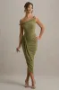 Angelique | Olive Green Twisted Asymmetric Maxi Dress sold by Club L London