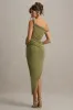 Angelique | Olive Green Twisted Asymmetric Maxi Dress sold by Club L London