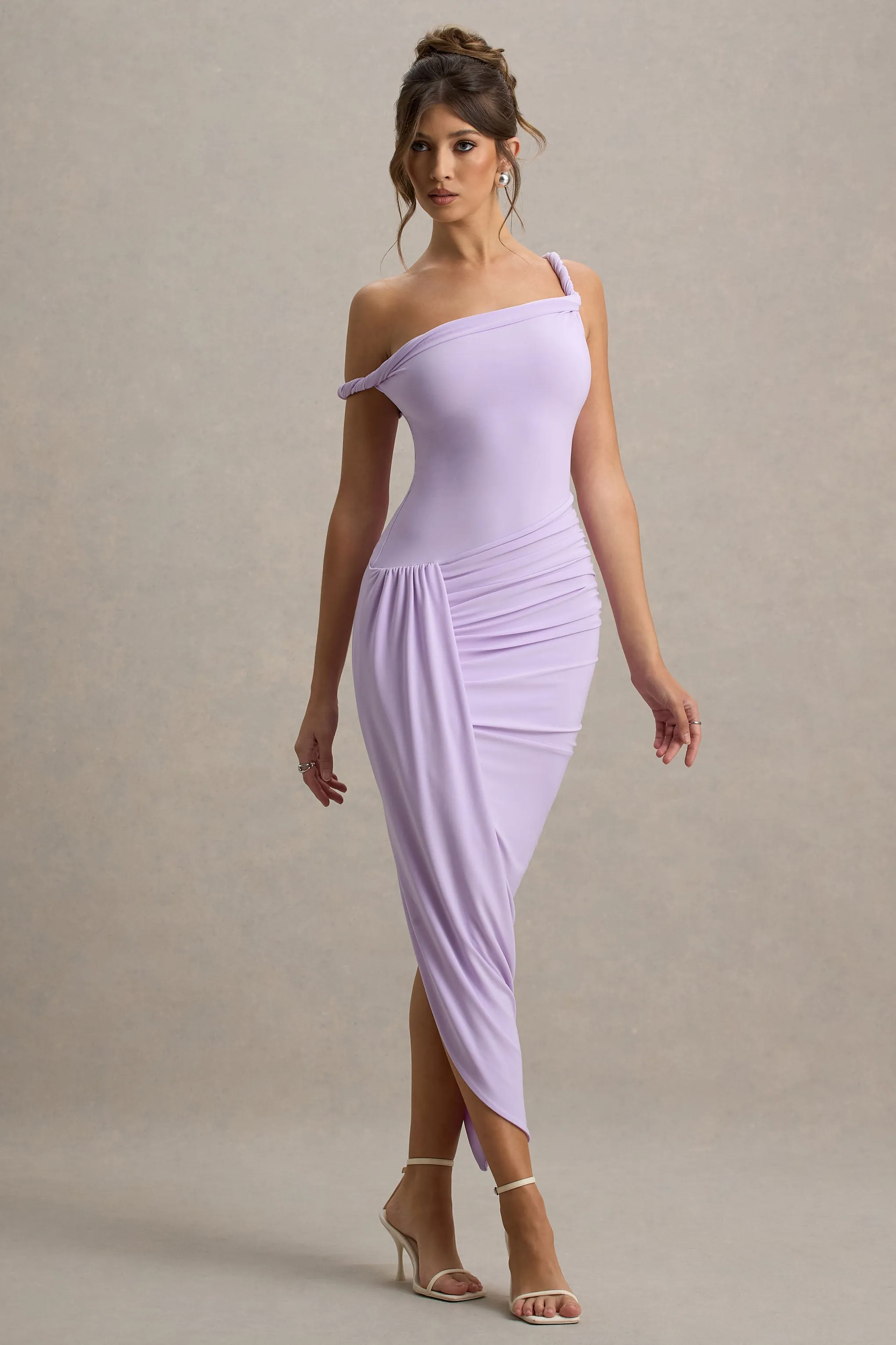 Angelique | Lilac Twisted Asymmetric Maxi Dress sold by Club L London product image thumbnail 5