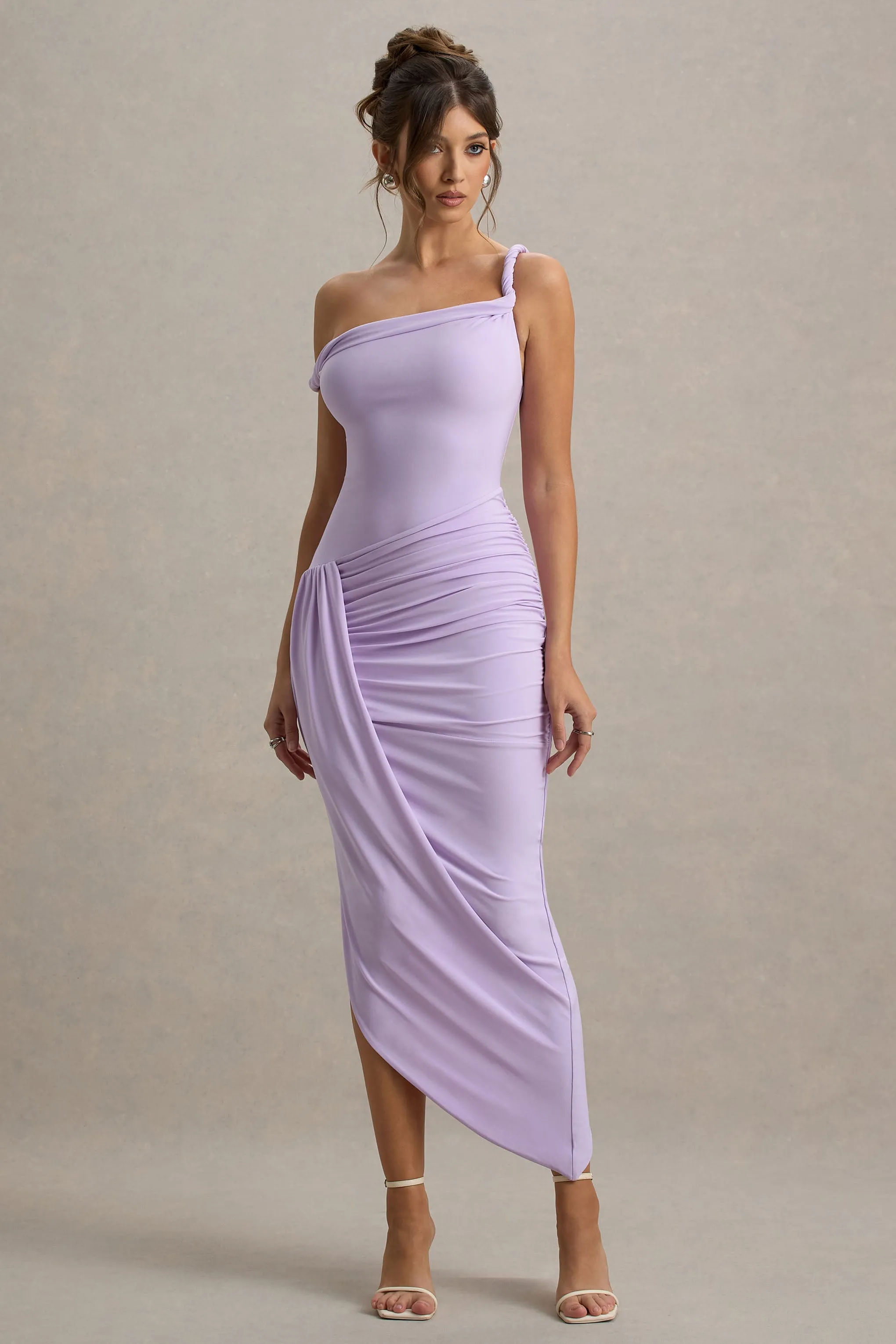 Angelique | Lilac Twisted Asymmetric Maxi Dress sold by Club L London product image thumbnail 4