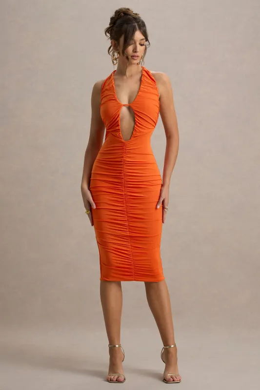 【Loulouseoul】25ss Nylon Halter Neck Dress Nylon Halter Neck Dress (Khaki Brown) - LOULOUSEOUL