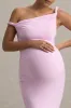 Lita | Pink Twisted Asymmetric Maternity Maxi Dress sold by Club L London