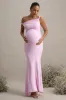Lita | Pink Twisted Asymmetric Maternity Maxi Dress sold by Club L London