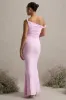 Lita | Pink Twisted Asymmetric Maternity Maxi Dress sold by Club L London
