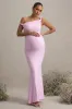 Lita | Pink Twisted Asymmetric Maternity Maxi Dress sold by Club L London