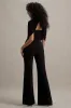 Isoline | Black Twist Cape Flared-Leg Jumpsuit sold by Club L London