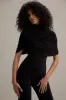 Isoline | Black Twist Cape Flared-Leg Jumpsuit sold by Club L London
