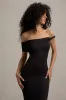 Skye | Black Twisted Bardot Midi Dress sold by Club L London