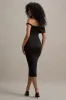 Skye | Black Twisted Bardot Midi Dress sold by Club L London