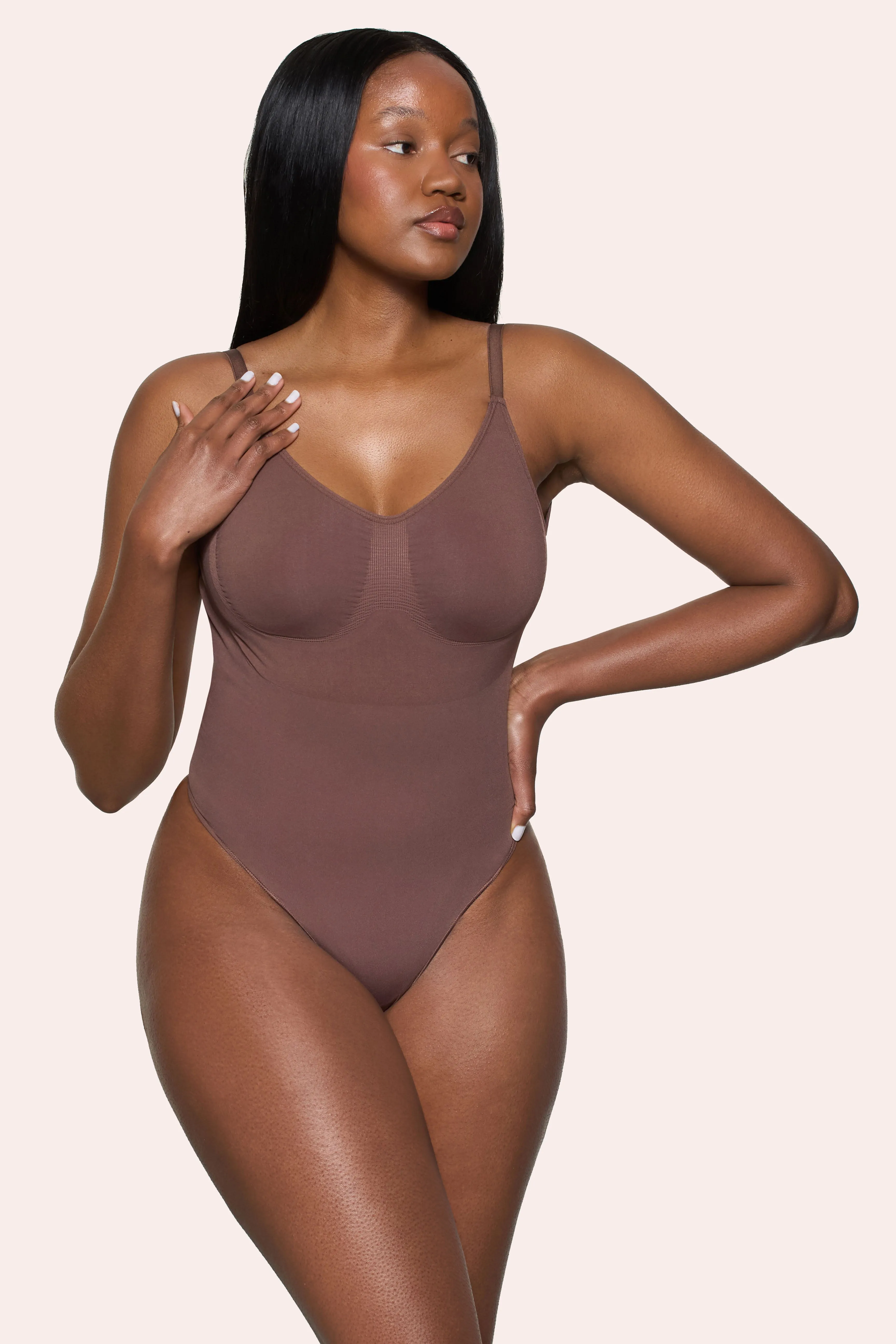 BOOMBA | Cocoa Bodysuit Thong Shapewear sold by Club L London
