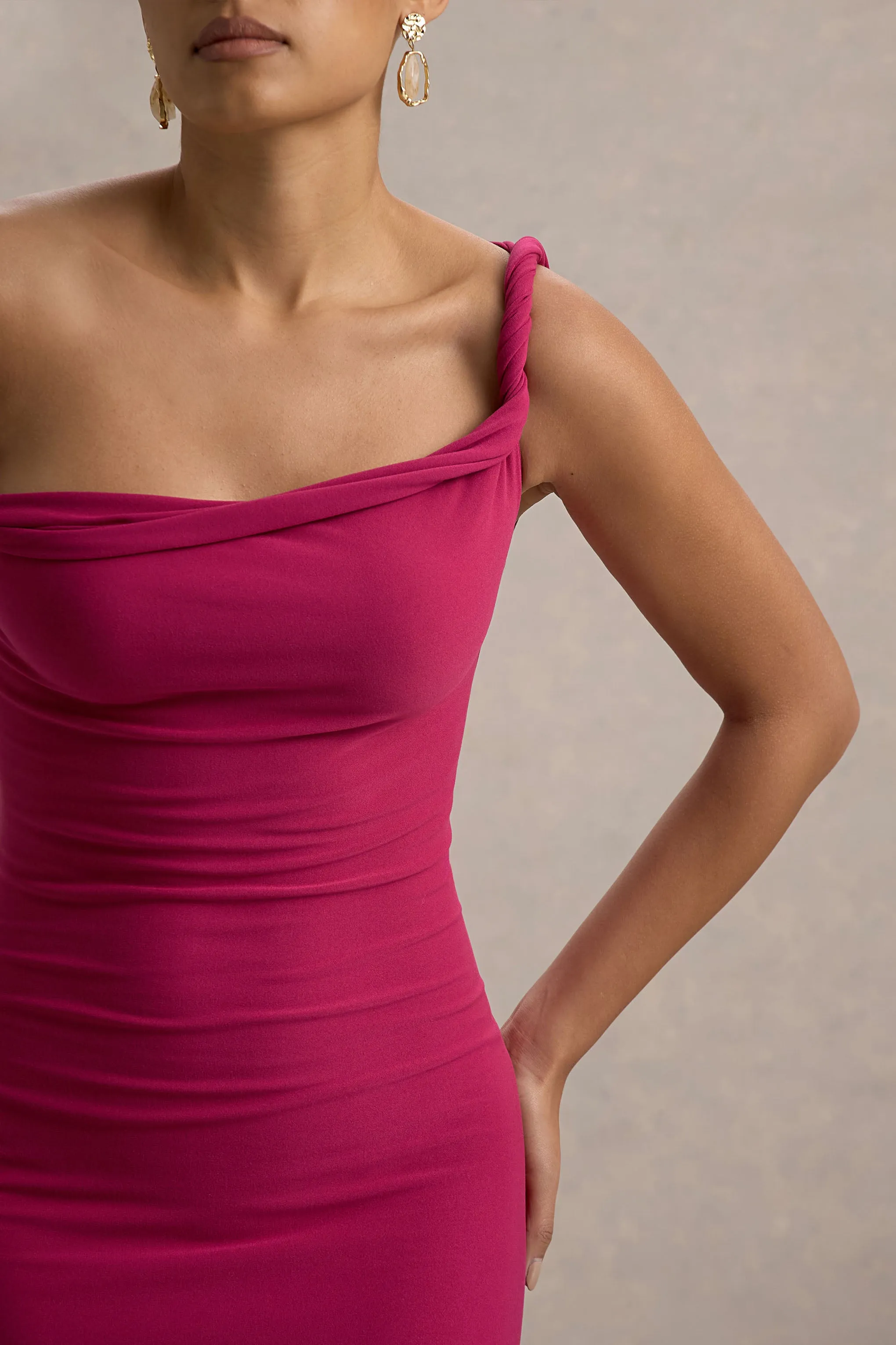 Lita | Hot Pink Twisted Asymmetric Maxi Dress sold by Club L London product image thumbnail 5