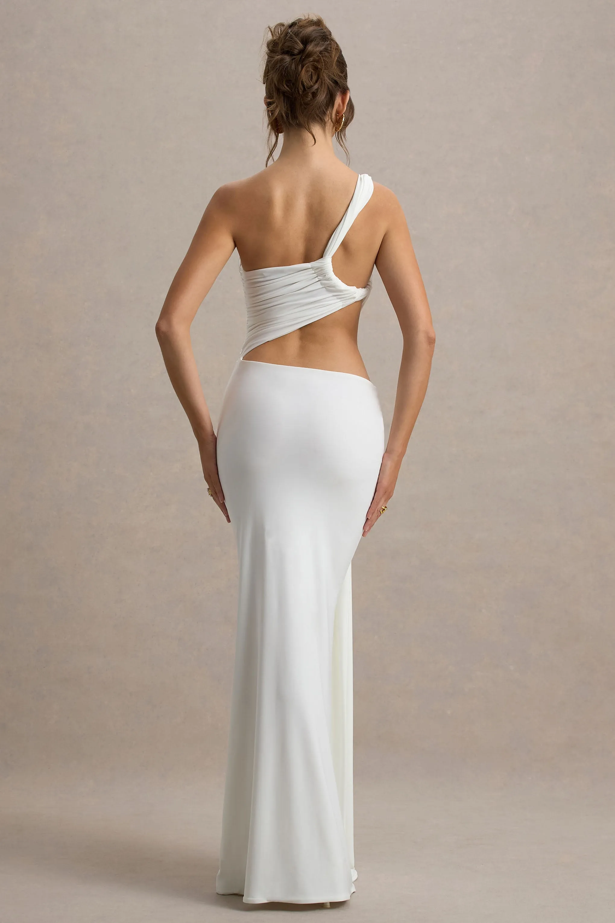 Giovanna | White Asymmetric Maxi Dress With Wrap Skirt sold by Club L London product image thumbnail 2