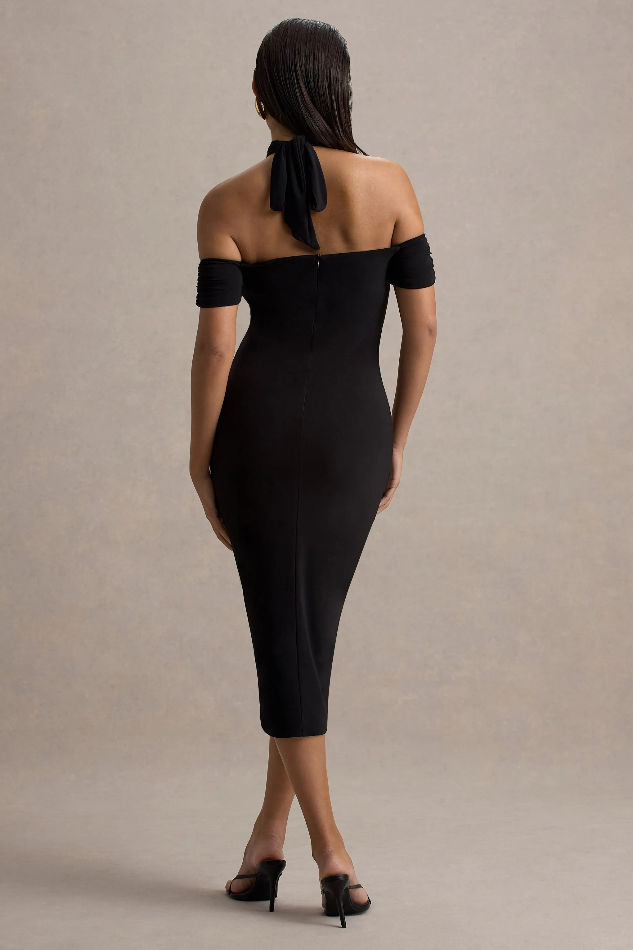 Selvina | Black Cut-Out Halter-Neck Midi Dress sold by Club L London product image thumbnail 2