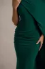 Maeve | Bottle Green Cape-Sleeve Draped Maxi Dress sold by Club L London