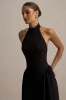 Cynthia | Black High-Neck Maxi Dress With Volume Skirt sold by Club L London