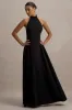Cynthia | Black High-Neck Maxi Dress With Volume Skirt sold by Club L London