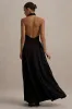 Cynthia | Black High-Neck Maxi Dress With Volume Skirt sold by Club L London