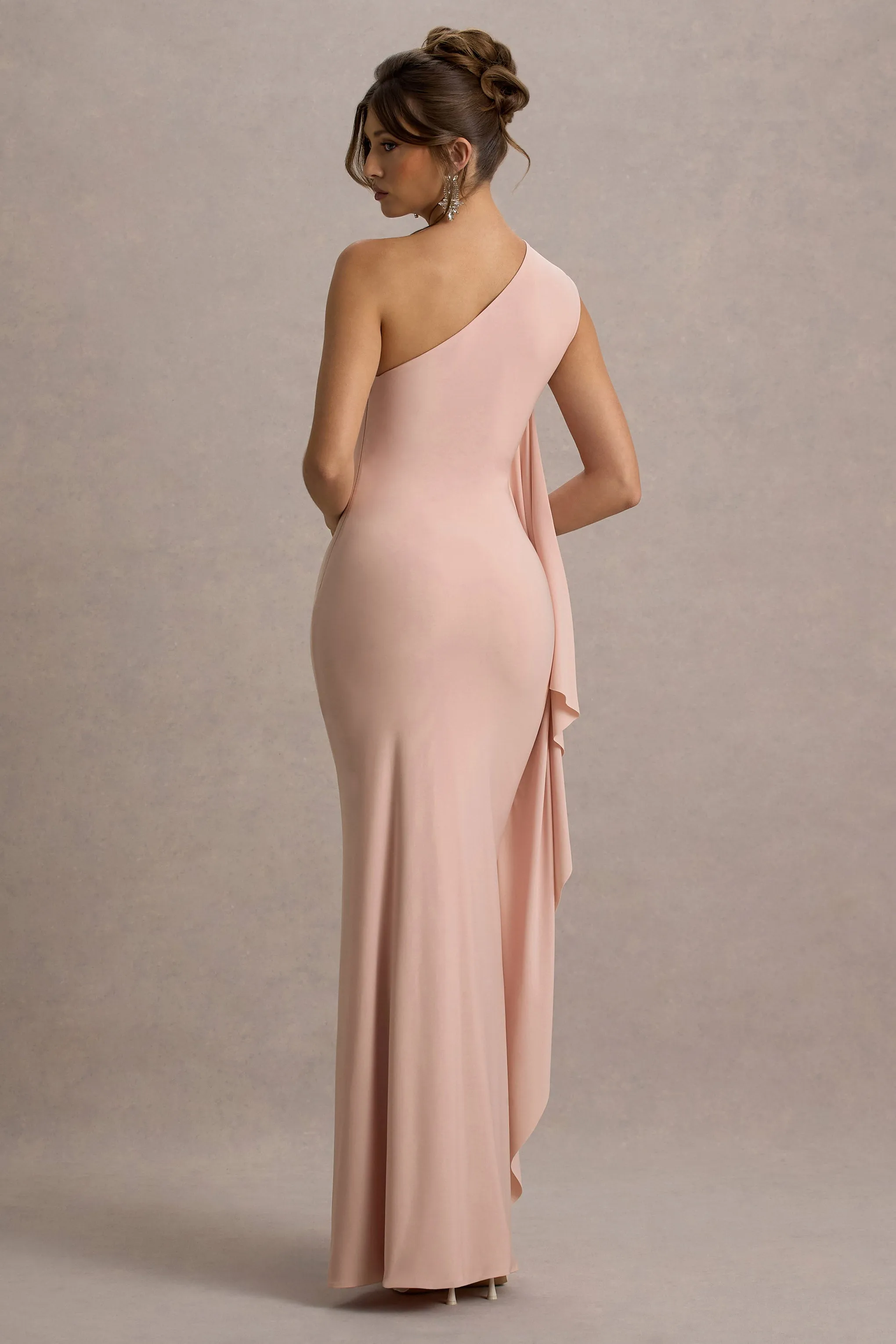 Adelina | Pink One-Shoulder Maxi Dress With Drape sold by Club L London product image thumbnail 2
