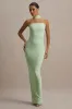 Nobu | Light Green Bandeau Maxi Dress With Halter-Collar sold by Club L London