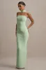 Nobu | Light Green Bandeau Maxi Dress With Halter-Collar sold by Club L London
