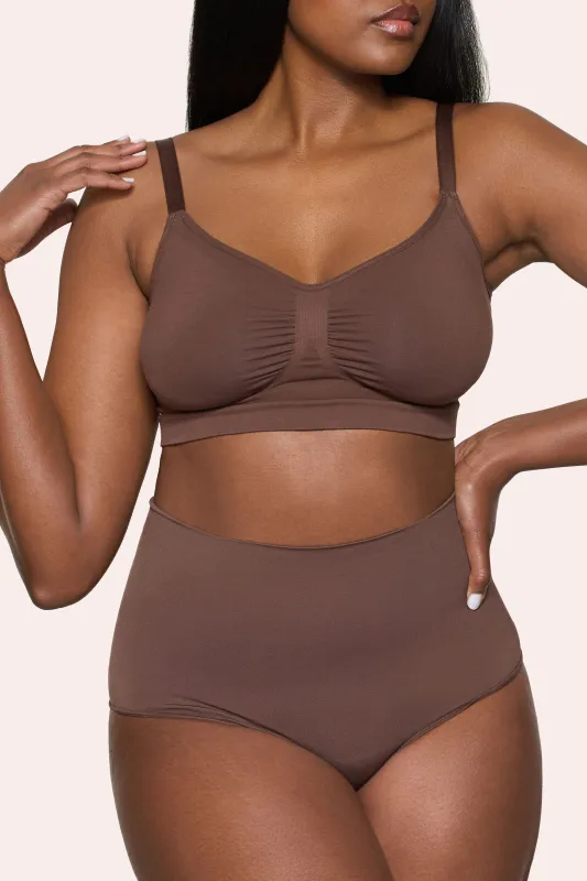 BOOMBA | Cocoa Short-Waisted Thong Shapewear sold by Club L London