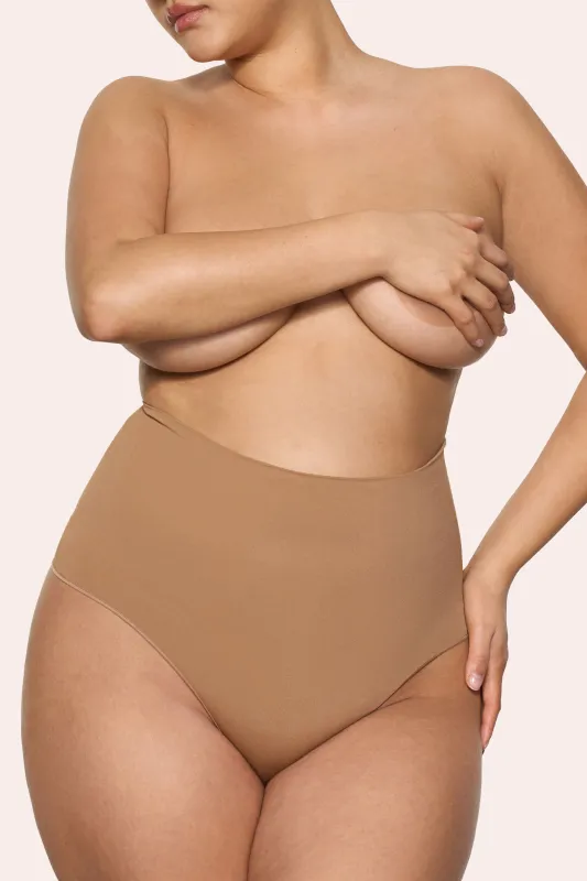 BOOMBA | Caramel Short-Waisted Thong Shapewear sold by Club L London
