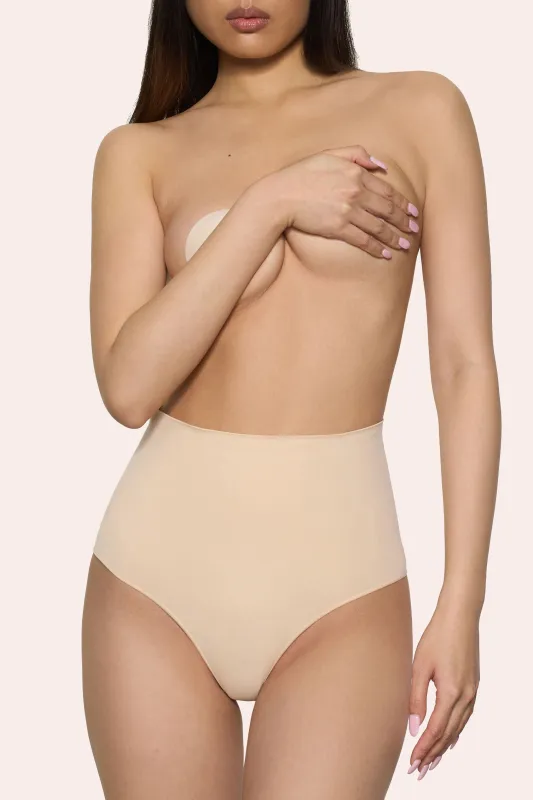 BOOMBA | Sand Short-Waisted Thong Shapewear sold by Club L London