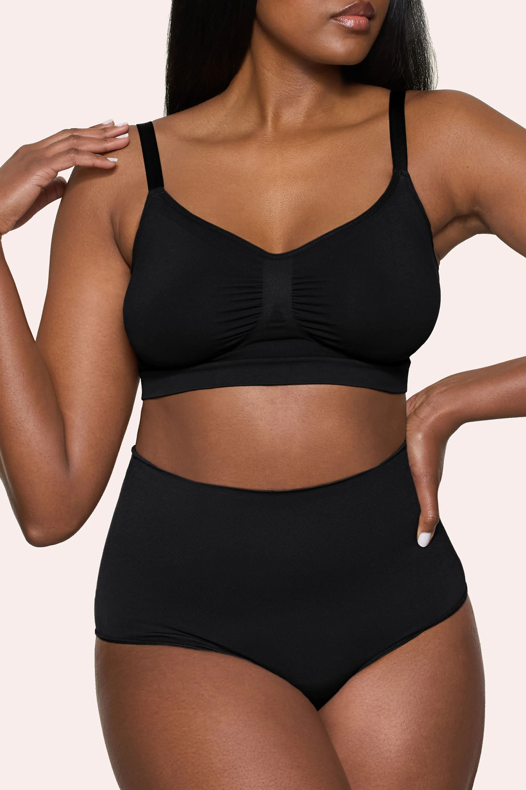 BOOMBA | Black Short-Waisted Thong Shapewear sold by Club L London product image thumbnail 4