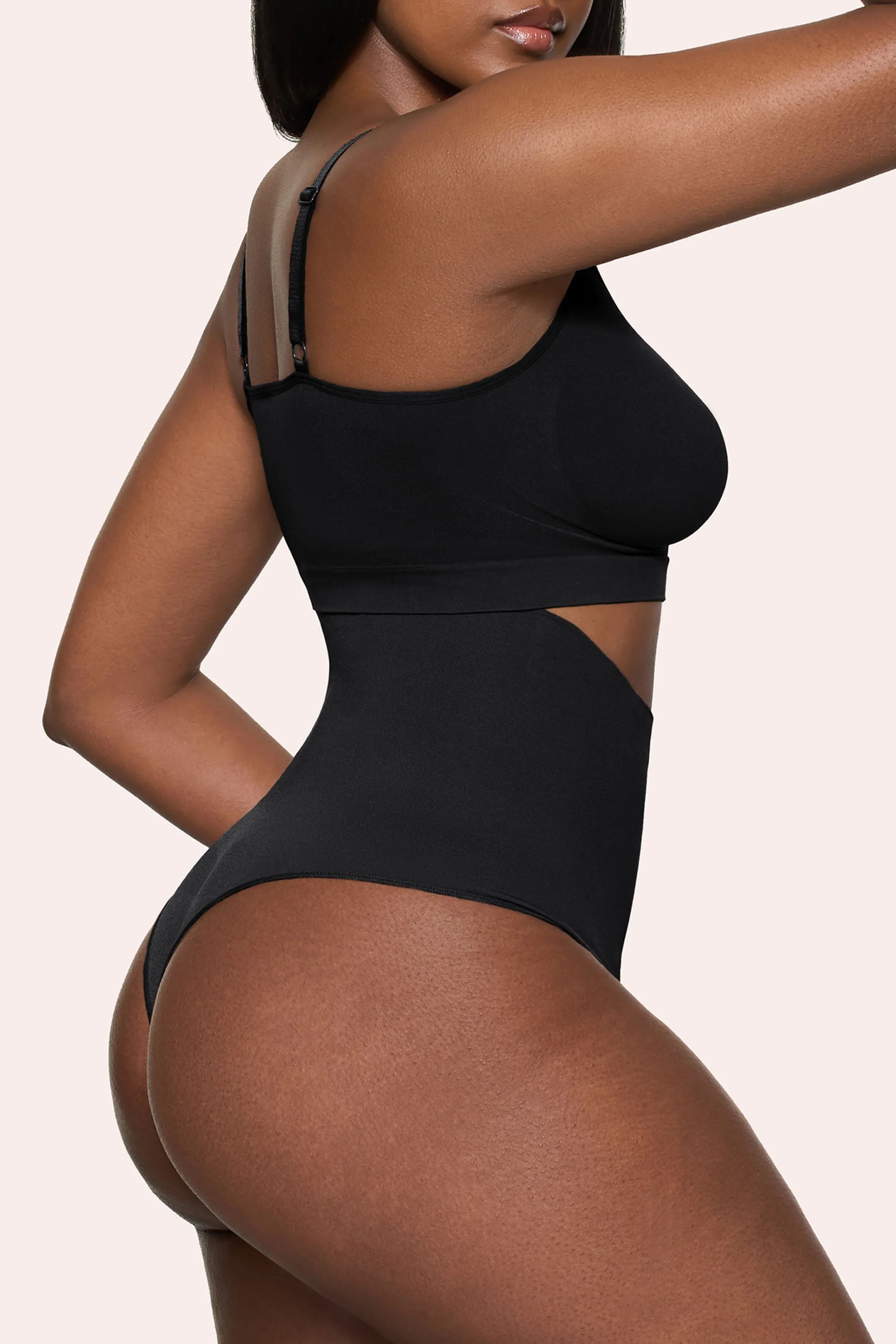 BOOMBA | Black Short-Waisted Thong Shapewear sold by Club L London product image thumbnail 5