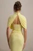 Enchant | Lemon Asymmetric Twisted Cape Maxi Dress sold by Club L London