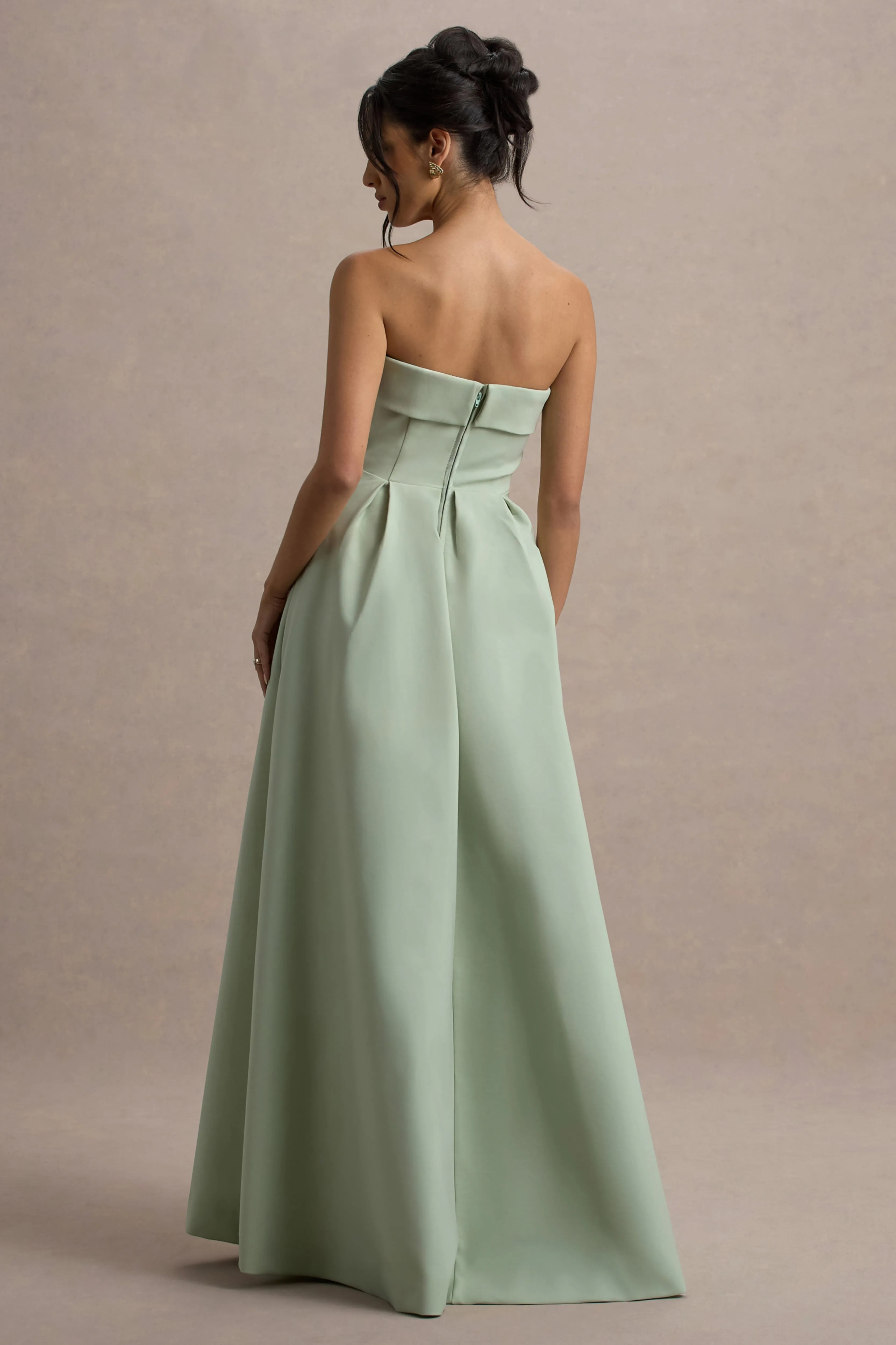 Maddalena | Light Green Bandeau Skater Maxi Dress sold by Club L London product image thumbnail 2