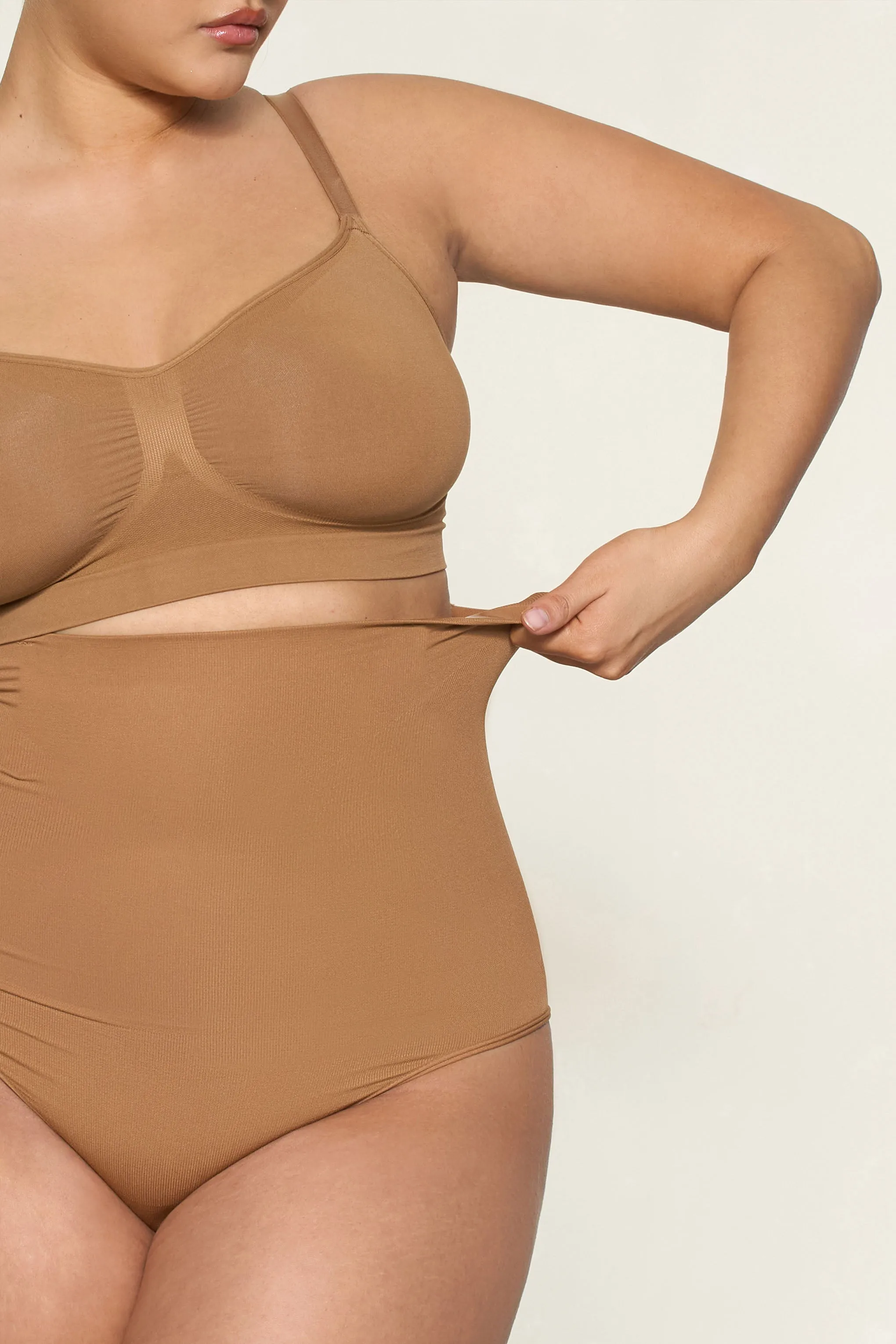 BOOMBA | Caramel High-Waisted Thong Shapewear sold by Club L London product image thumbnail 3