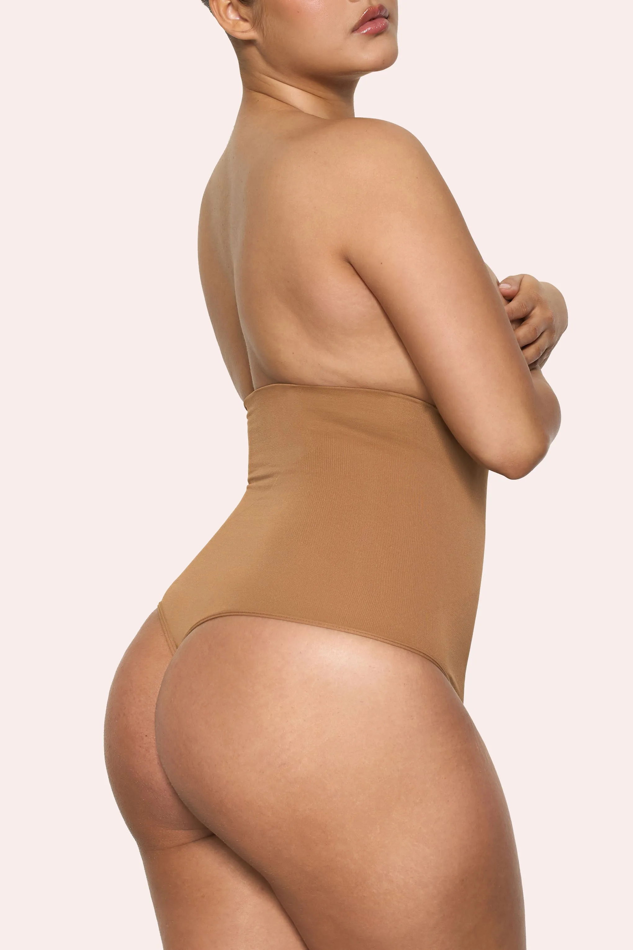 BOOMBA | Caramel High-Waisted Thong Shapewear sold by Club L London product image thumbnail 4