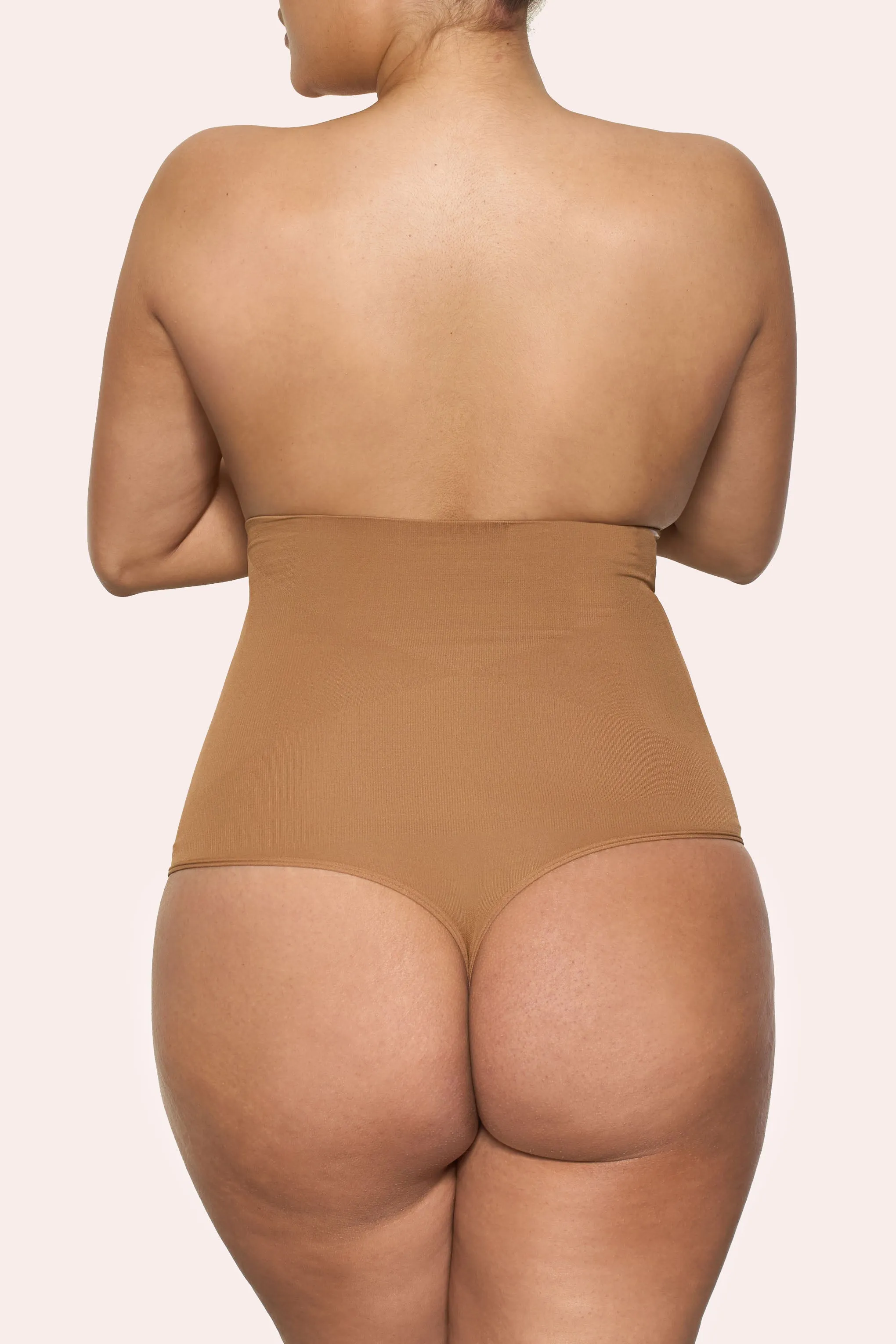 BOOMBA | Caramel High-Waisted Thong Shapewear sold by Club L London product image thumbnail 2
