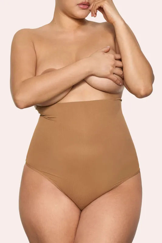 BOOMBA | Caramel High-Waisted Thong Shapewear sold by Club L London