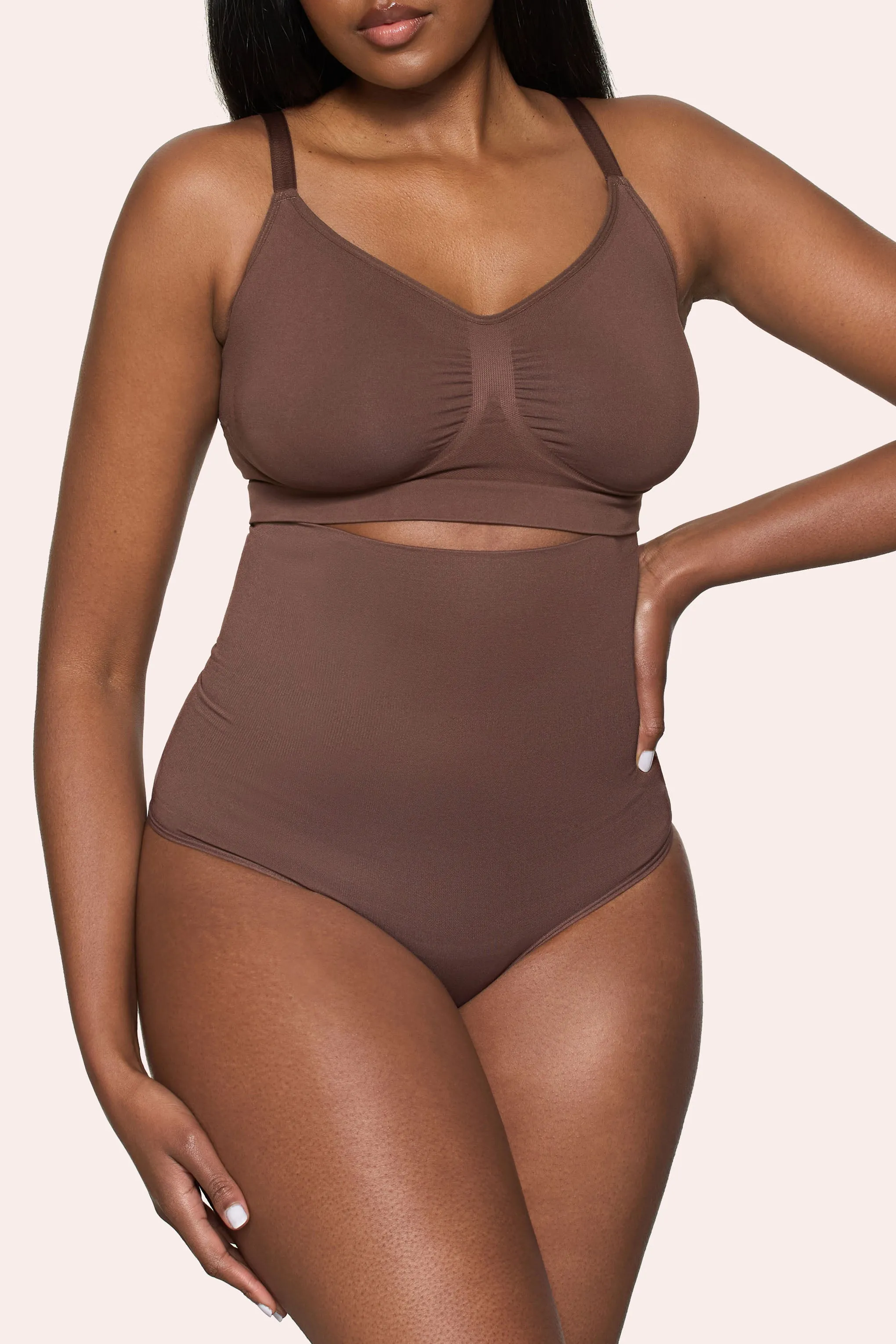 BOOMBA | Cocoa High-Waisted Thong Shapewear sold by Club L London