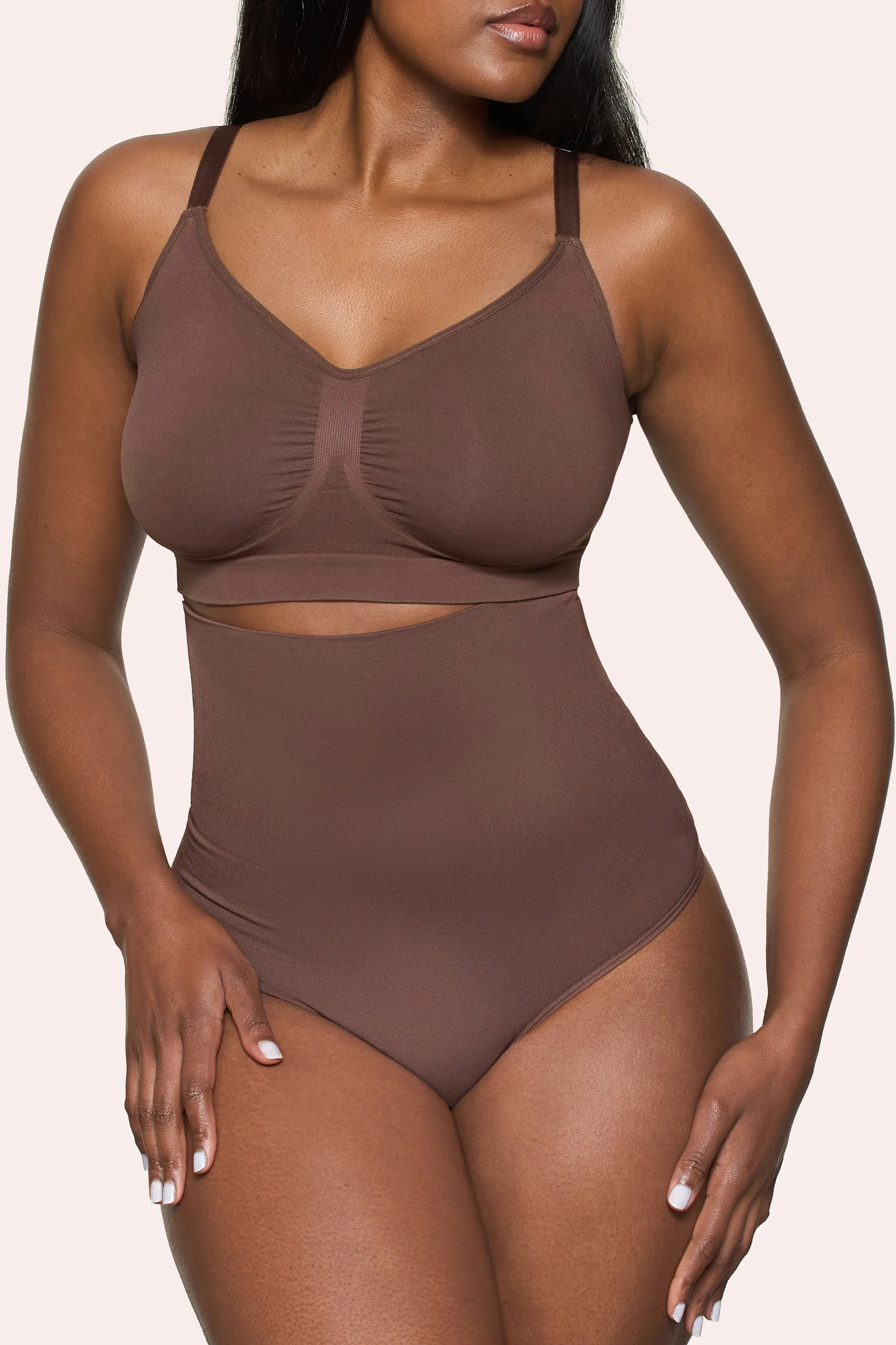 BOOMBA | Cocoa High-Waisted Thong Shapewear sold by Club L London product image thumbnail 4