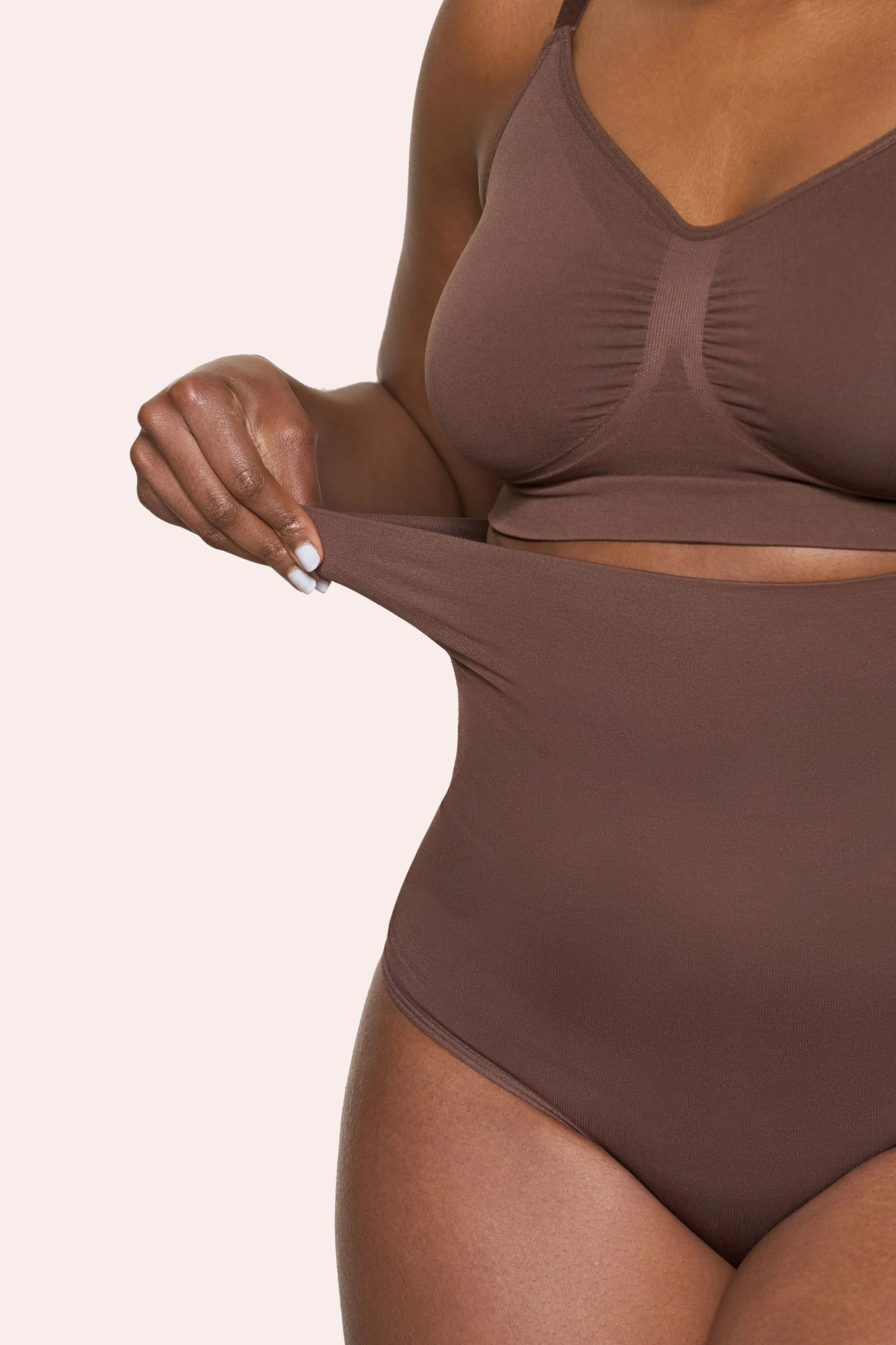 BOOMBA | Cocoa High-Waisted Thong Shapewear sold by Club L London product image thumbnail 5