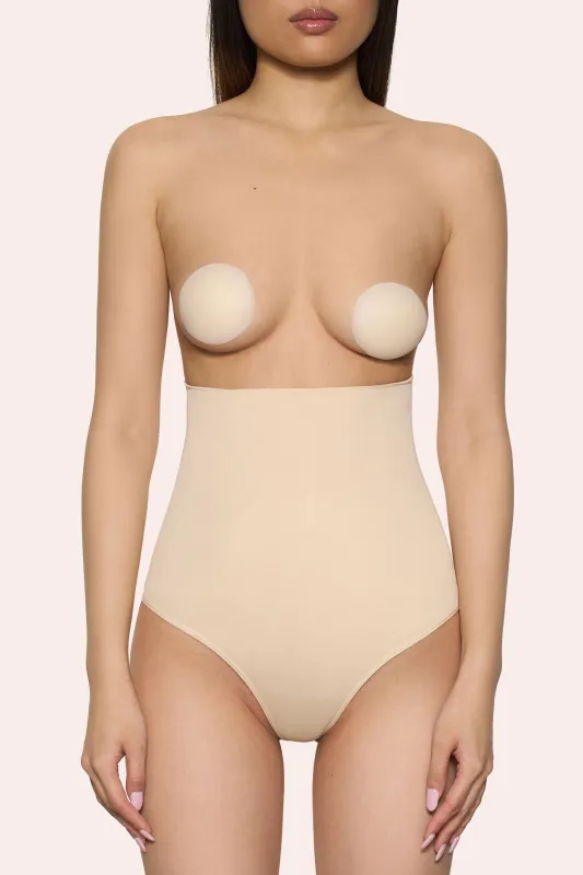 BOOMBA | Sand High-Waisted Thong Shapewear sold by Club L London