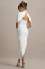 Enchant | White Asymmetric Twisted Cape Maxi Dress sold by Club L London