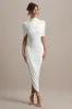 Enchant | White Asymmetric Twisted Cape Maxi Dress sold by Club L London