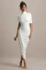 Enchant | White Asymmetric Twisted Cape Maxi Dress sold by Club L London