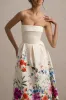Annalise | Light Pink Floral Print Bandeau Skater Midi Dress sold by Club L London