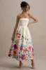 Annalise | Light Pink Floral Print Bandeau Skater Midi Dress sold by Club L London