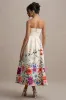 Annalise | Light Pink Floral Print Bandeau Skater Midi Dress sold by Club L London