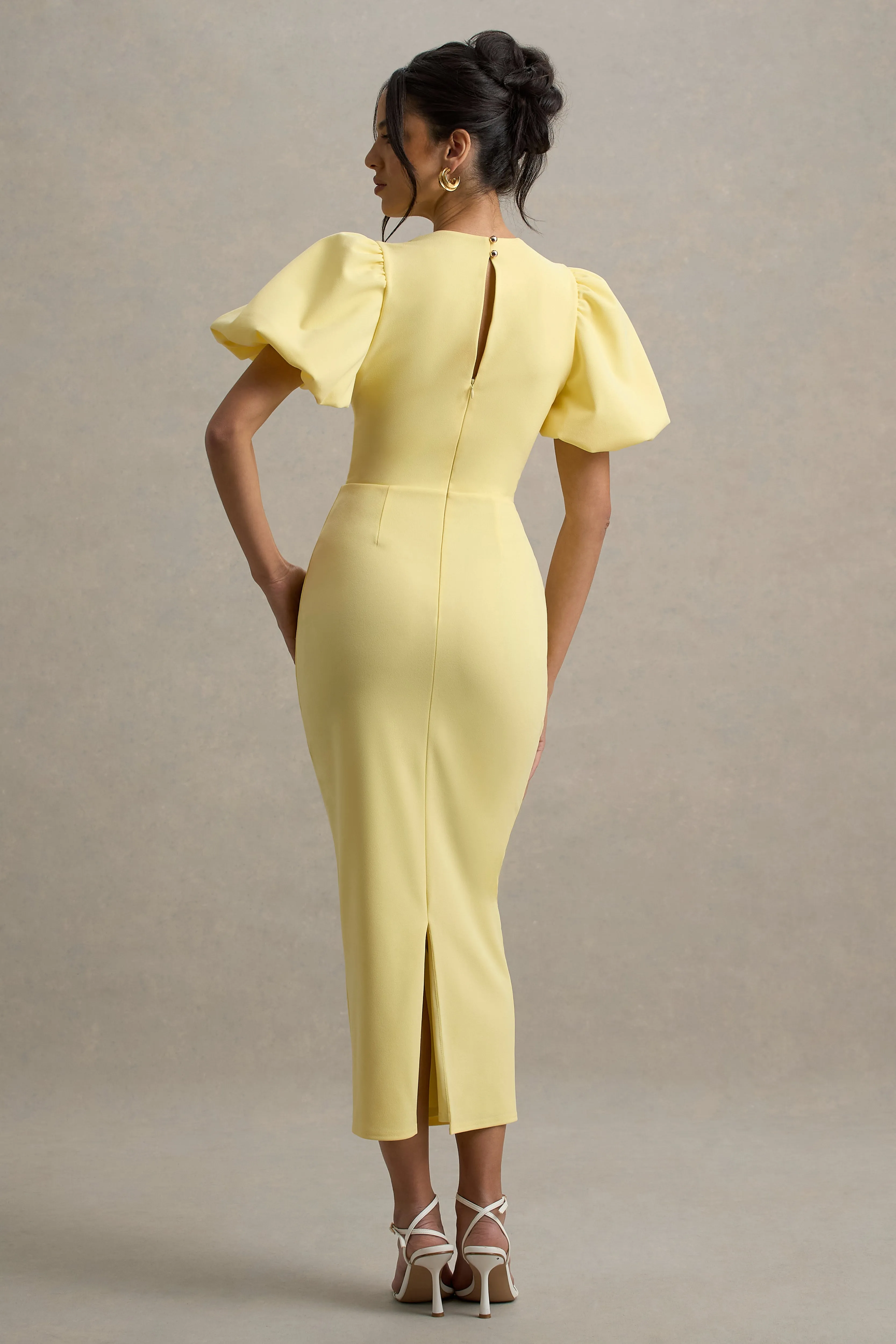 Dakota | Lemon Blue Puff-Sleeve Midi Dress sold by Club L London product image thumbnail 2