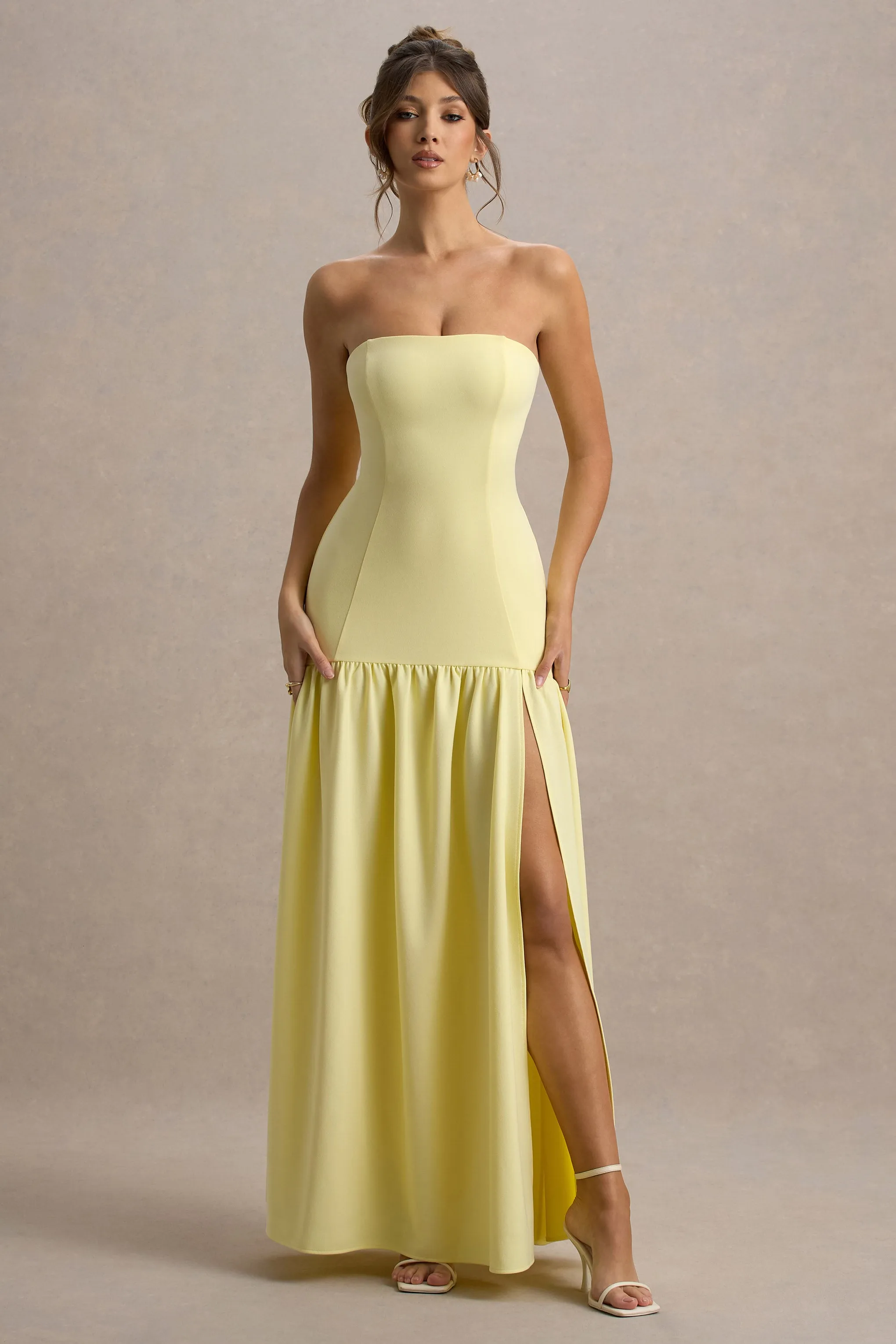 Penny | Lemon Bandeau Drop-Waist Maxi Dress sold by Club L London product image thumbnail 5