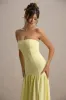 Penny | Lemon Bandeau Drop-Waist Maxi Dress sold by Club L London